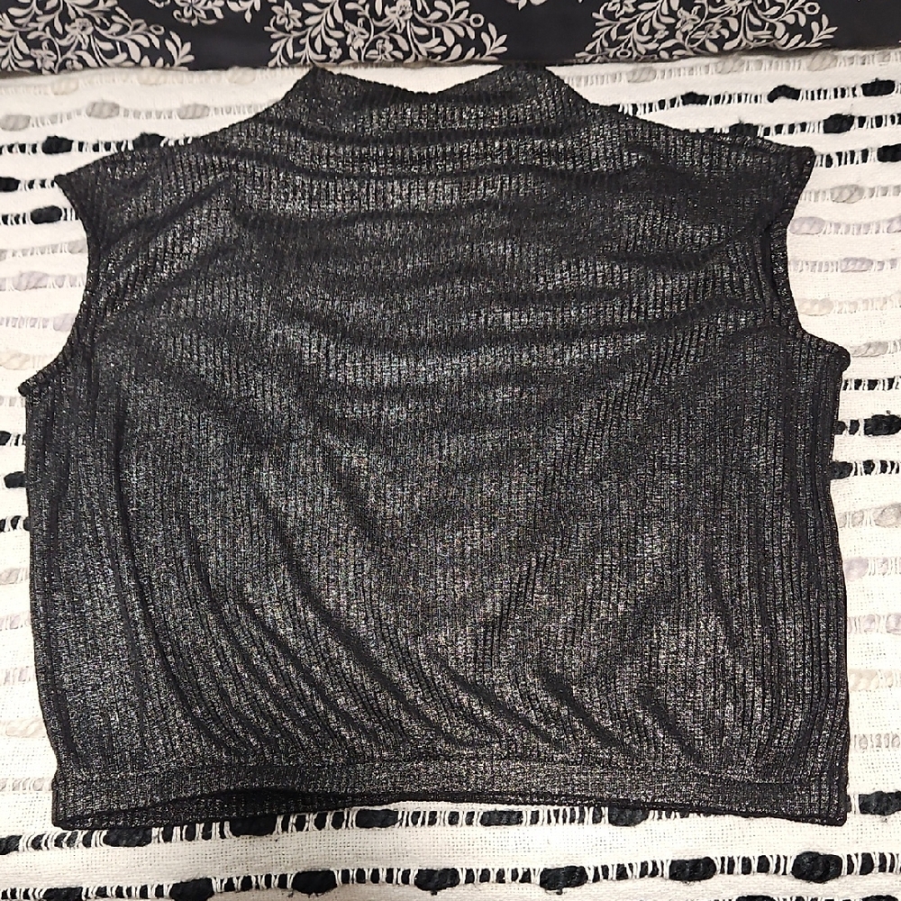 Shimmering Black Sleeveless/ Backless Top